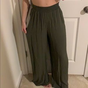 Green flowy pants